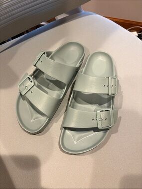 Birkenstock Kids Double-Buckle Slides - Light Mint Green